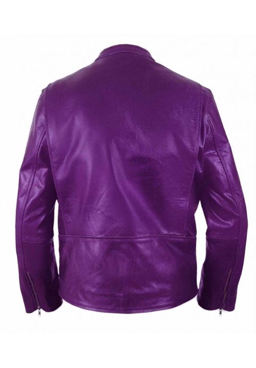 Men's Purple Burnt Leather Jacket